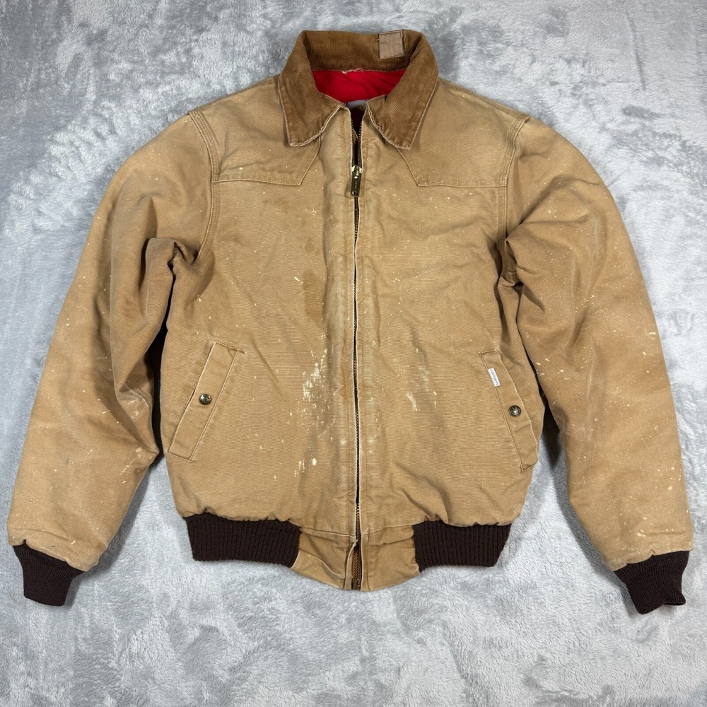 Vintage Carhartt JQ166 Santa Fe Bomber Jacket L Quilt Lined Canvas Thrashed READ
